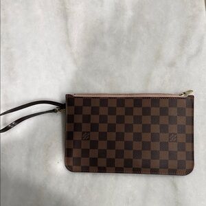 Auth Louis Vuitton Brown and Pink Wristlet